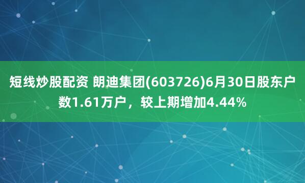 短线炒股配资 朗迪集团(603726)6月30日股东户数1.61万户，较上期增加4.44%